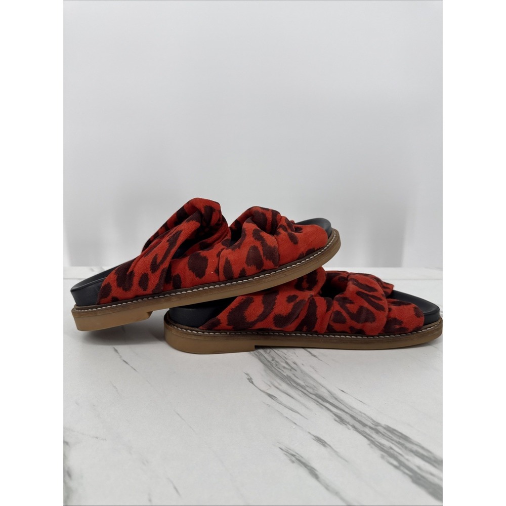 Ganni Anoush Knotted Leopard Print Cow Suede Slides Slip On Goat Leather 7.5 View 2